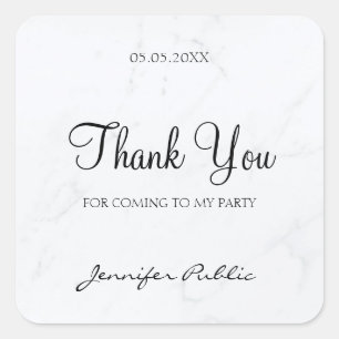 Thank You Hand Script Text Marble Elegant Template Square Sticker
