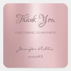 Thank You Hand Script Text Rose Gold Template Square Sticker