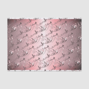 "Thank you" Hand-written Silvery Rose Font Tissue Paper