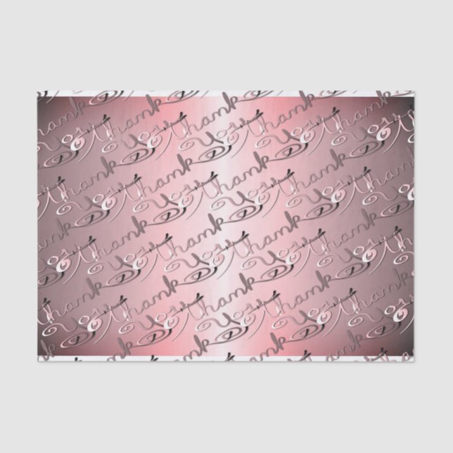 "Thank you" Hand-written Silvery Rose Font Tissue Paper (Front)