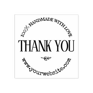 Thank You Handmade Business Website Round Vintage Rubber Stamp