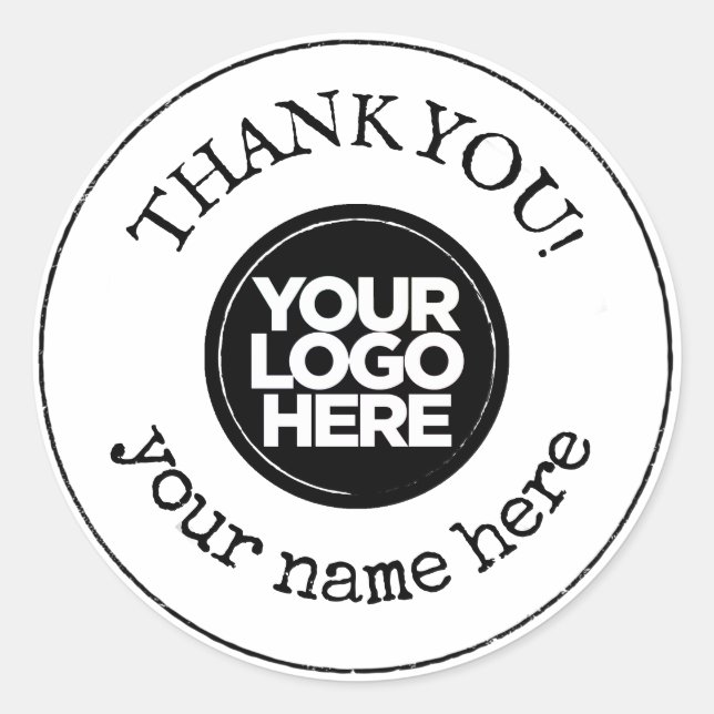 Thank You Handmade Minimalist Business Logo Classic Round Sticker (Front)
