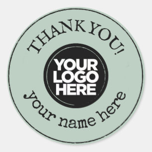 Thank You Handmade Minimalist Business Logo Green Classic Round Sticker