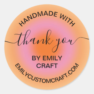 Thank you Handmade name URL Aura Colourful Classic Round Sticker