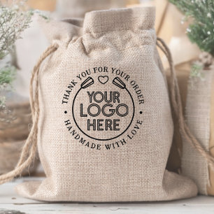 Thank You   Handmade With Love Business Logo  Rubber Stamp