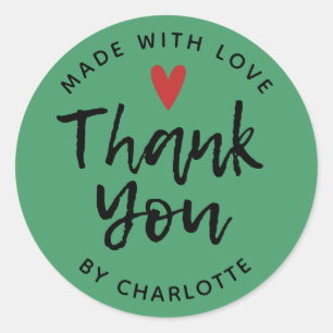 Thank You Handmade With Love Classic Round Sticker