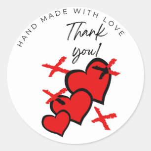 Thank you handmade with love Xs and hearts Sticker