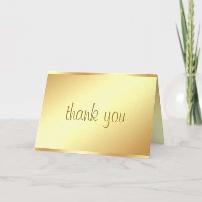Thank You Handwriting Text Elegant Gold Template (Front)