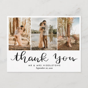 Thank You Handwritten Modern Wedding Photo Postcard