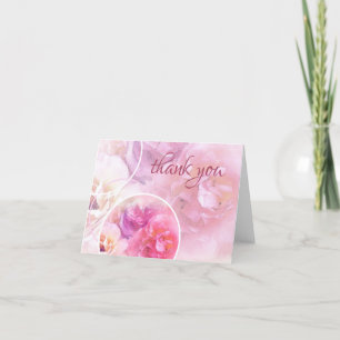 Thank You Handwritten Script Chic Watercolor Roses Card