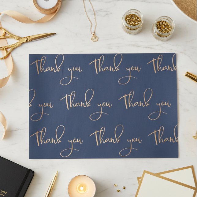 Thank You Handwritten Script Copper Gold Tissue Paper (Creator Uploaded)
