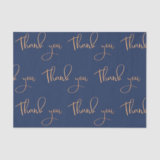 Thank You Handwritten Script Copper Gold Tissue Paper (Front)