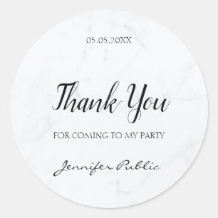 Thank You Handwritten Script Text Party Template Classic Round Sticker