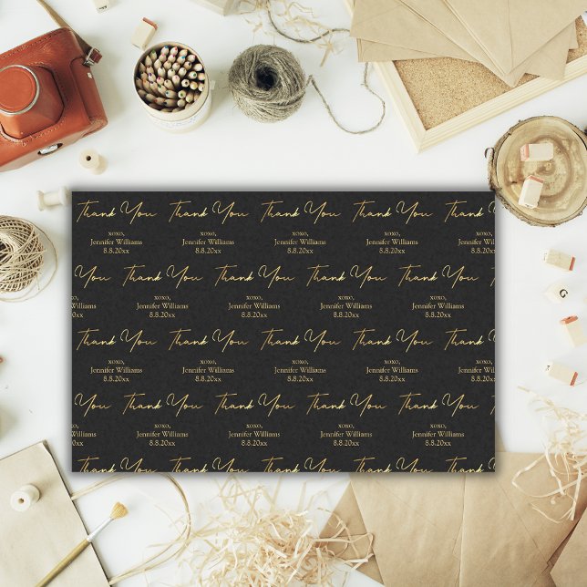 thank you happy birthday black gold pattern tissue paper (Creator Uploaded)