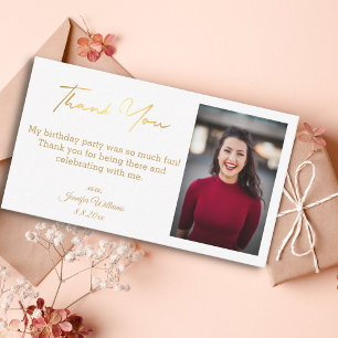 thank you happy birthday  gold photo chic card