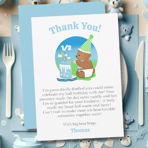 Thank You Happy Half Birthday Baby Bear with Cake  Card