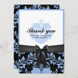 Thank you happy holiday blue floral invitation