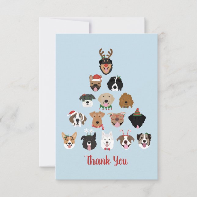 Thank You Happy Pawlidays Dog Christmas Tree Card (Front)