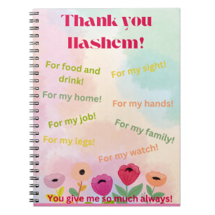 Thank You Hashem, spiral gratitude notebook