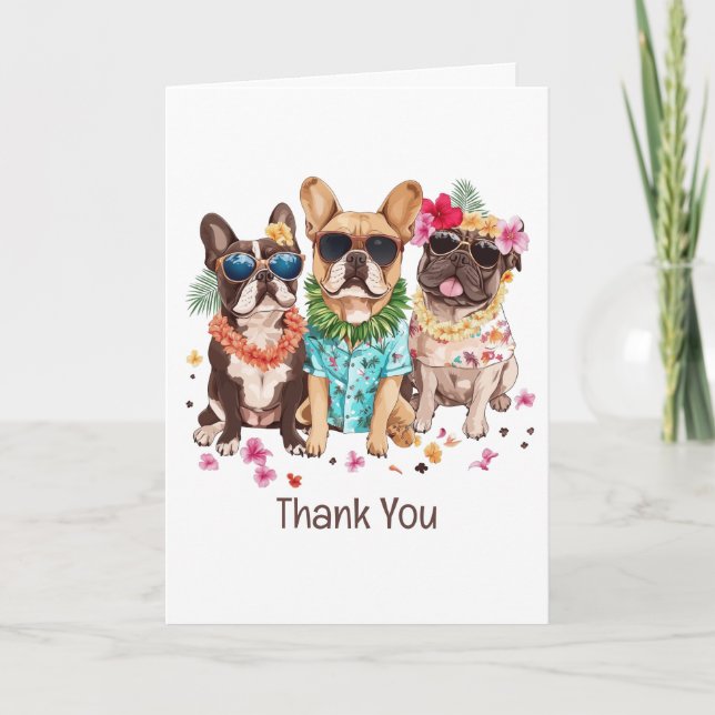 Thank You Hawaiian French Bulldogs Flower Lei (Front)