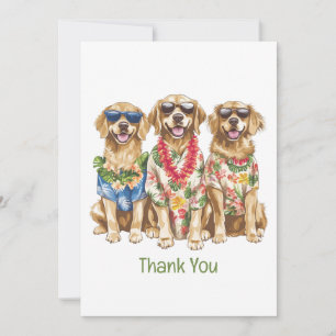 Thank You Hawaiian Golden Retriever Dogs Card