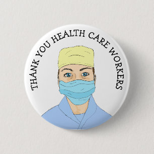 Thank you Health Care Workers 6 Cm Round Badge