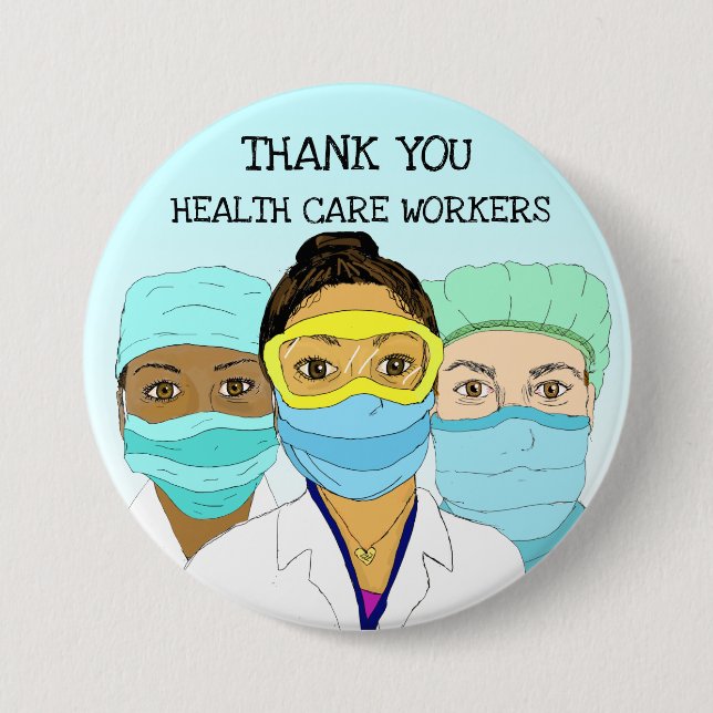 Thank You Health Care Workers Support 7.5 Cm Round Badge (Front)