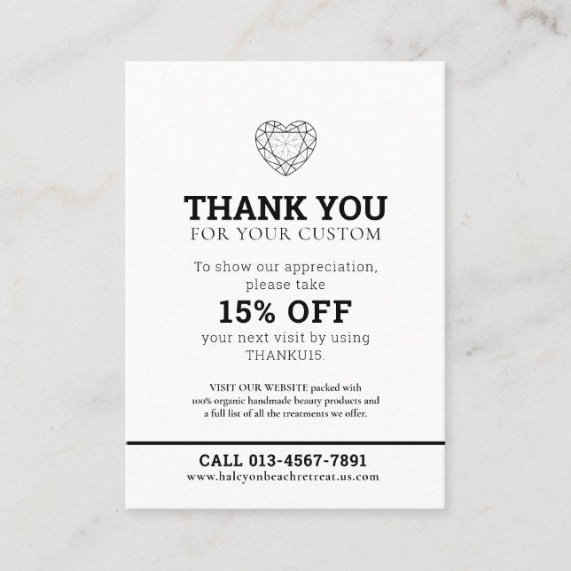 Thank you health photo promo repeat mono business card (Front)