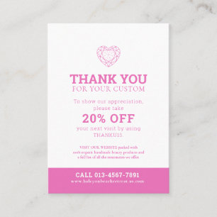 Thank you health photo promotion 20% off pink business card