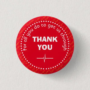 THANK YOU Health Worker Customisable Supporter RED 3 Cm Round Badge