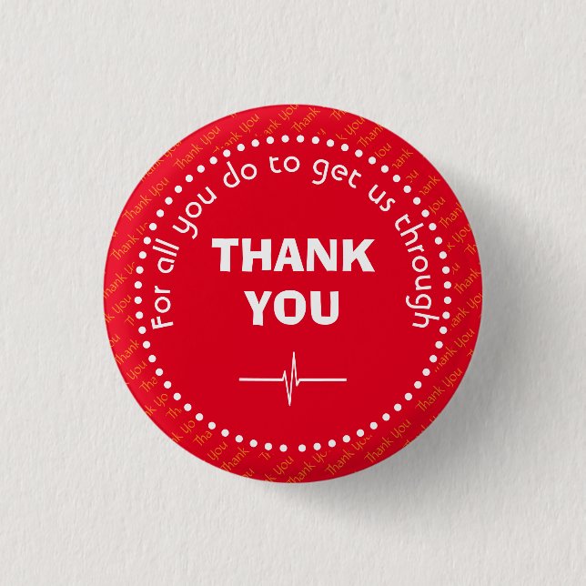 THANK YOU Health Worker Customisable Supporter RED 3 Cm Round Badge (Front)