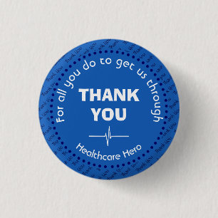 THANK YOU Healthcare Hero Customisable NHS BLUE 3 Cm Round Badge