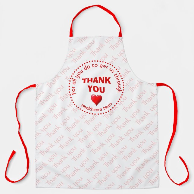 THANK YOU | Healthcare Hero | Customisable RED Apron (Front)