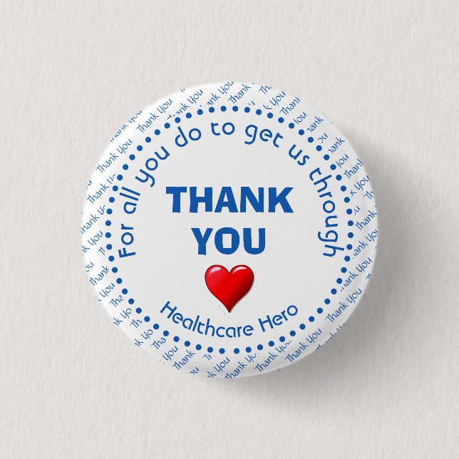THANK YOU Healthcare Hero Customizable 3 Cm Round Badge (Front)