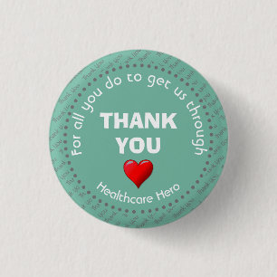 THANK YOU Healthcare Hero Customizable AQUA 3 Cm Round Badge