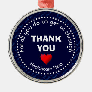 THANK YOU HEALTHCARE HERO  METAL TREE DECORATION