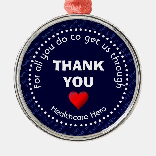 THANK YOU HEALTHCARE HERO  METAL TREE DECORATION (Front)