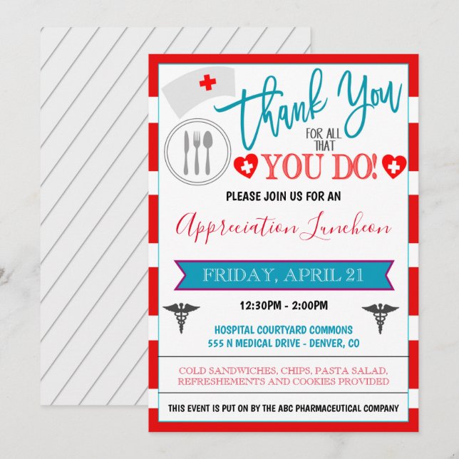 Thank You Healthcare Workers Event Invitation (Front/Back)