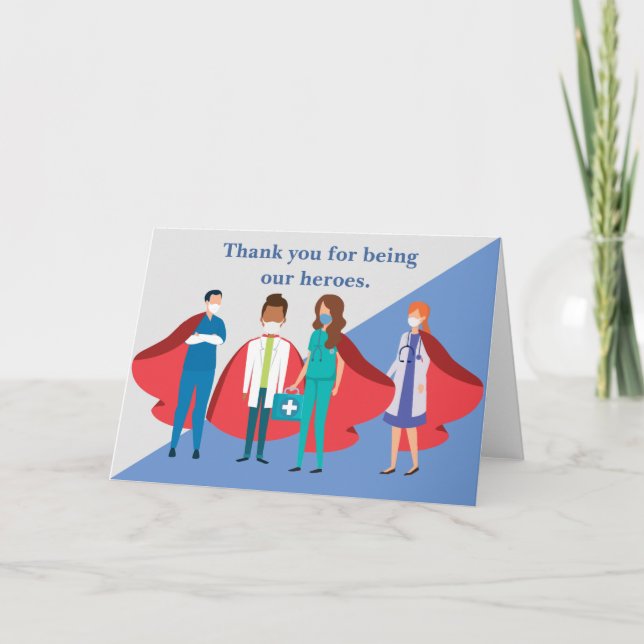 Thank You Healthcare Workers Hero Doctor Nurse Card (Front)