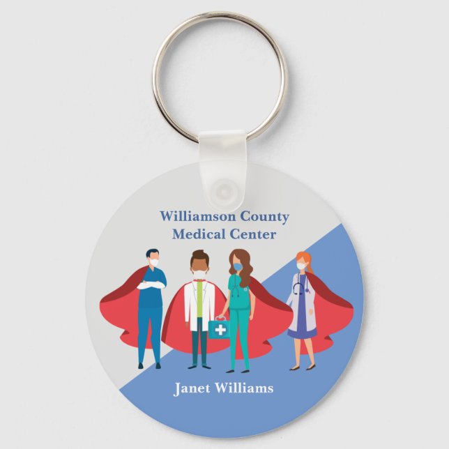 Thank You Healthcare Workers Hospital Superhero Key Ring (Front)