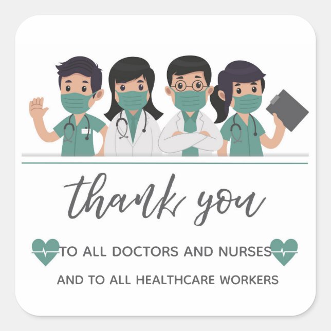 Thank you Healthcare Workers Square Sticker (Front)