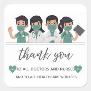 Thank you Healthcare Workers Square Sticker