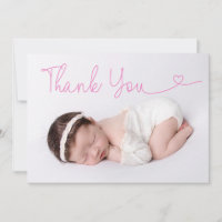 Thank You Heart Baby Photo Birth Announcement