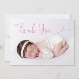 Thank You Heart Baby Photo Birth Announcement 