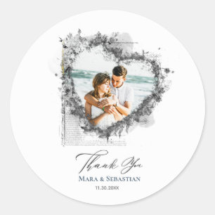 *~* THANK YOU Heart ephemera AR18 Elegant Wedding Classic Round Sticker