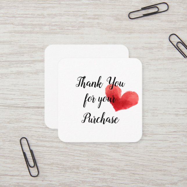 Thank you Heart for your Purchase Card (Front/Back In Situ)