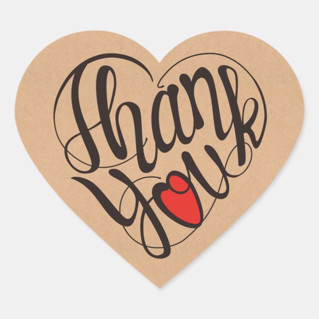 Thank you & heart in 17 langs as heart shapes heart sticker (Front)