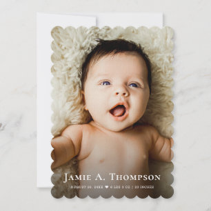 Thank you Heart Modern Birth New Baby Photo Announcement