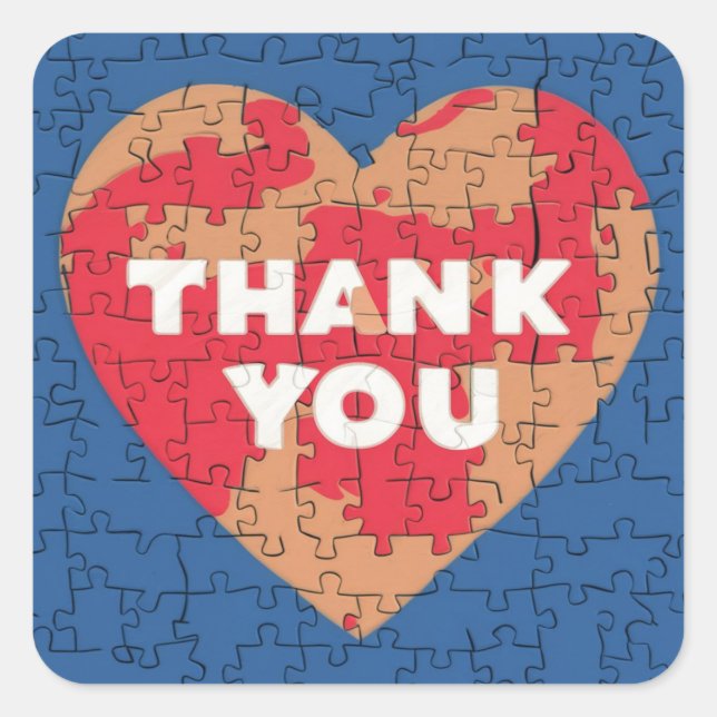 Thank You Heart Puzzle Design  Square Sticker (Front)