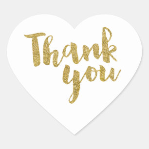 THANK YOU HEART SEAL modern script gold glitter